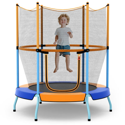 48 Inch Toddler Trampoline with Safety Enclosure Net - Orange