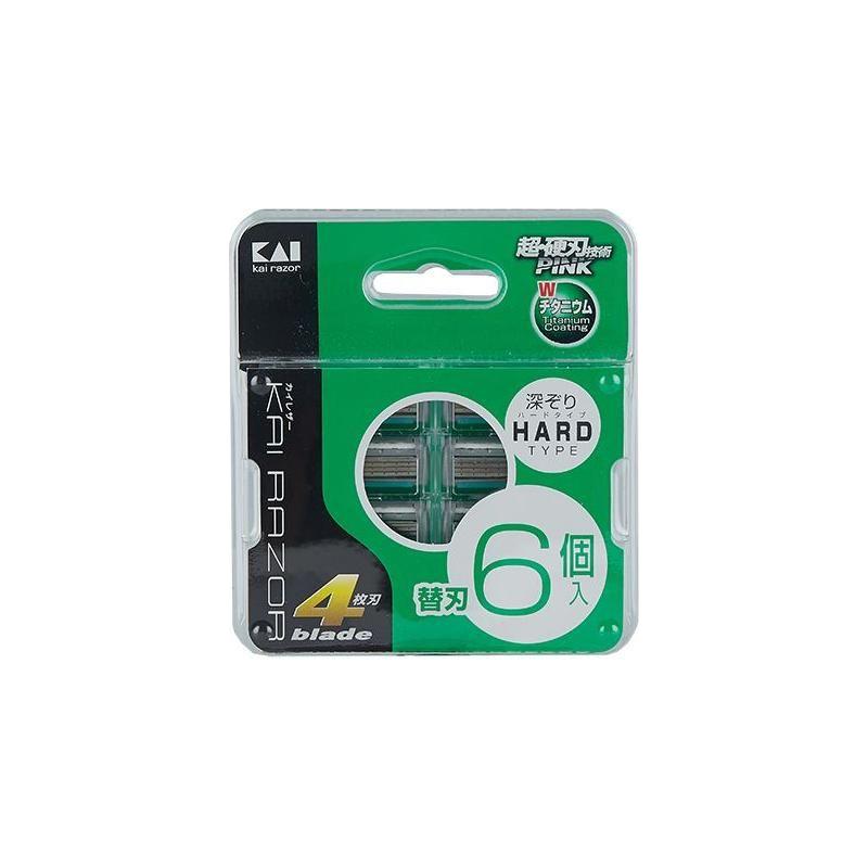 Kai 6 Pack Men's Razor Refill with Titanium Coating