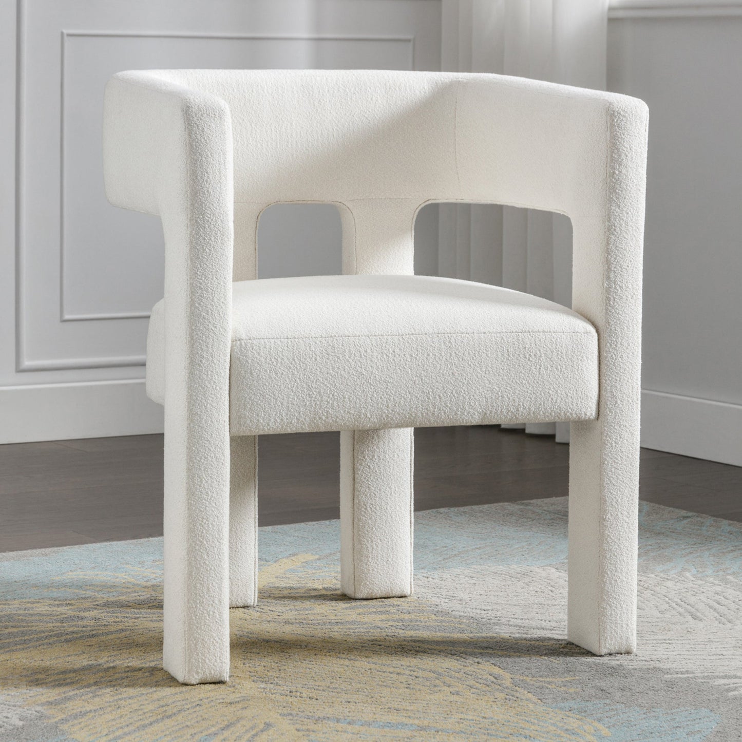 Beige Contemporary Fabric Upholstered Accent Chair