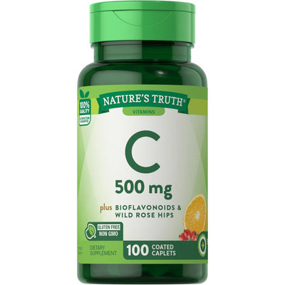 Nature's Truth Vitamin C 500 mg with Bioflavonoids & Wild Rose Hips - 100 Caplets