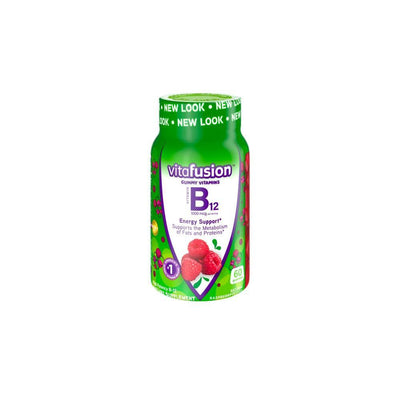 Supplément de gommes Vitafusion B-12 Energy Support - Saveur framboise - 60 unités