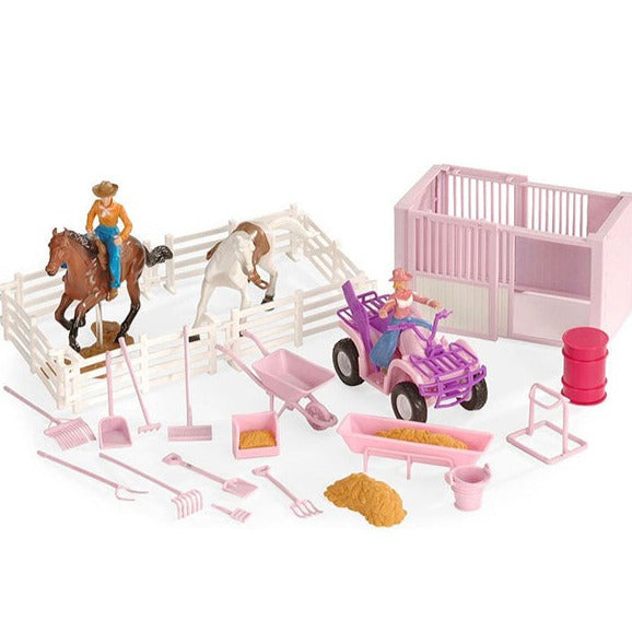 Deluxe Rodeo Stall Play Set with Horses and ATV - Korvel