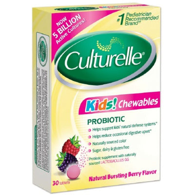 Culturelle Kids Probiotiques Comprimés à Mâcher, Saveur Baie Éclatante, 30 Comprimés