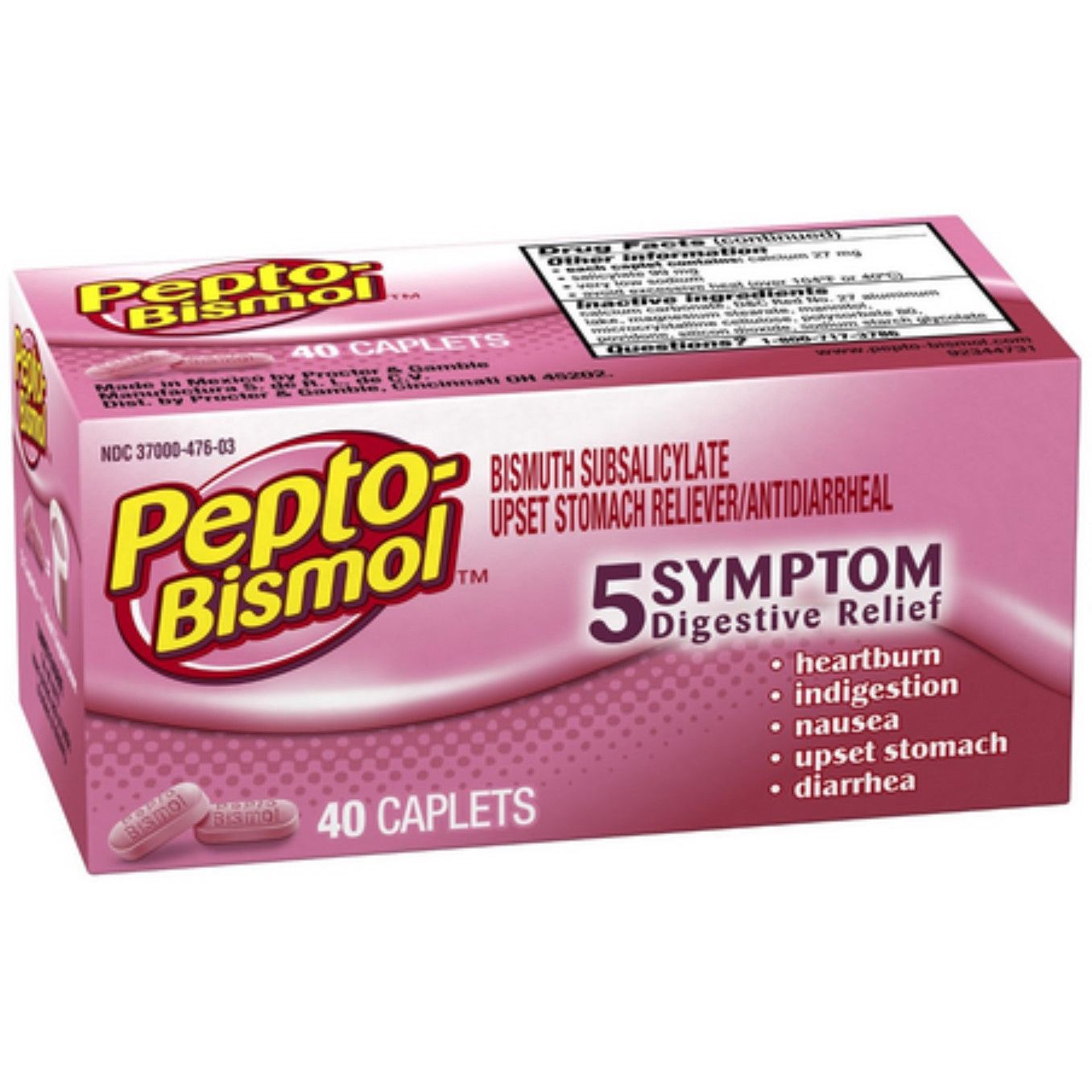 Capletas de Alivio de 5 Síntomas de Pepto Bismol - 40 Conteo