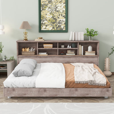 Full Size Daybed Frame with Storage Bookcases Wood Light Oak - Korvel