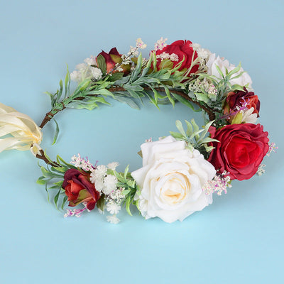 Flower garland headwear Hawaiian flower girl beautiful super fairy bride rose ring accessory - Korvel