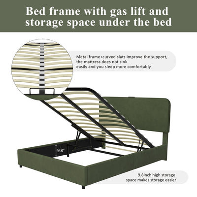Hydraulic Storage Bed with RGB LED Lights and Bluetooth Speaker