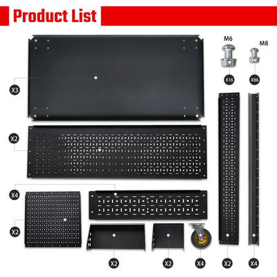 3-Tier Adjustable Rolling Tool Cart | Garage & Workshop Organizer w/ Steel Pegboard - Korvel