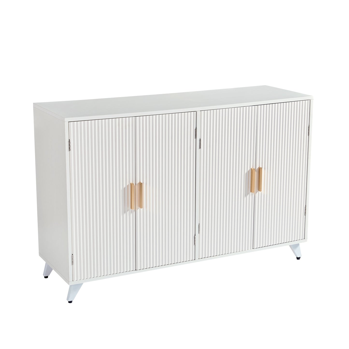 Elegant Ivory White Sideboard Buffet Cabinet with 4 Doors