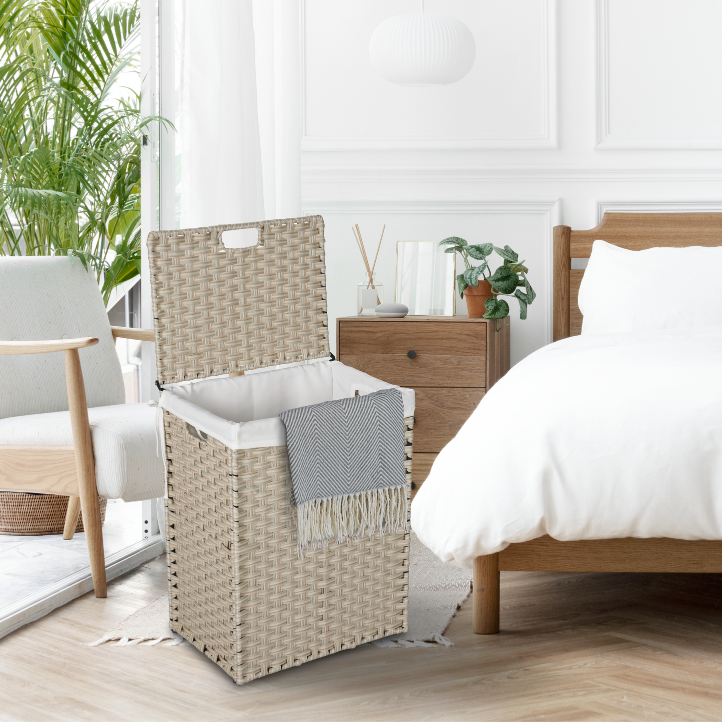 Cesta de Ropa Gris Premium con Tapa y Bolsas Extraíbles