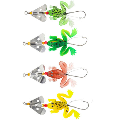 Frogs Fishing Lure Set 4pcs/LOT Rubber Soft Fishing Lures Bass SpinnerBait spoon Lures carp fishing tackle - Korvel