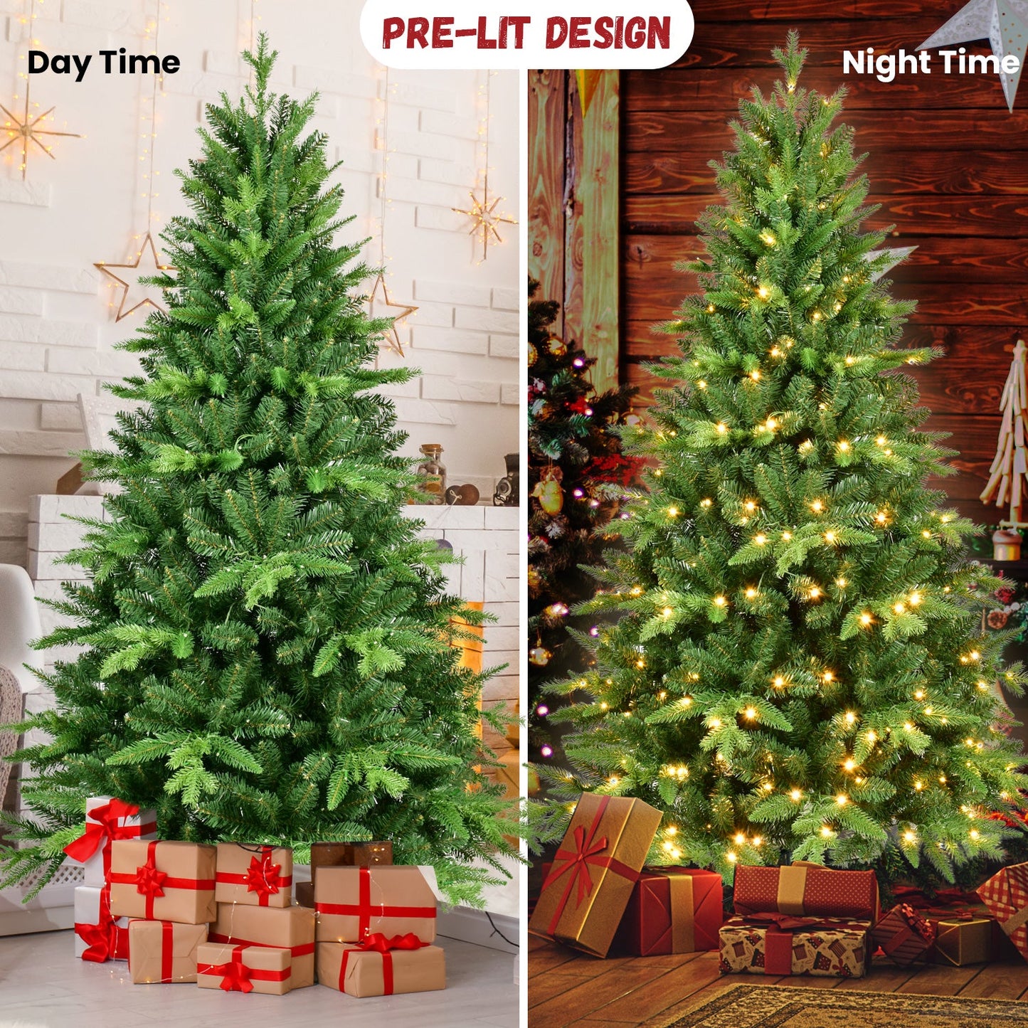 7FT PE&PVC Prelit Christmas Tree - Korvel