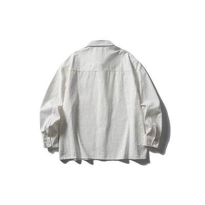 Men's Loose Long Sleeved Pocket Casual Workwear Shirt