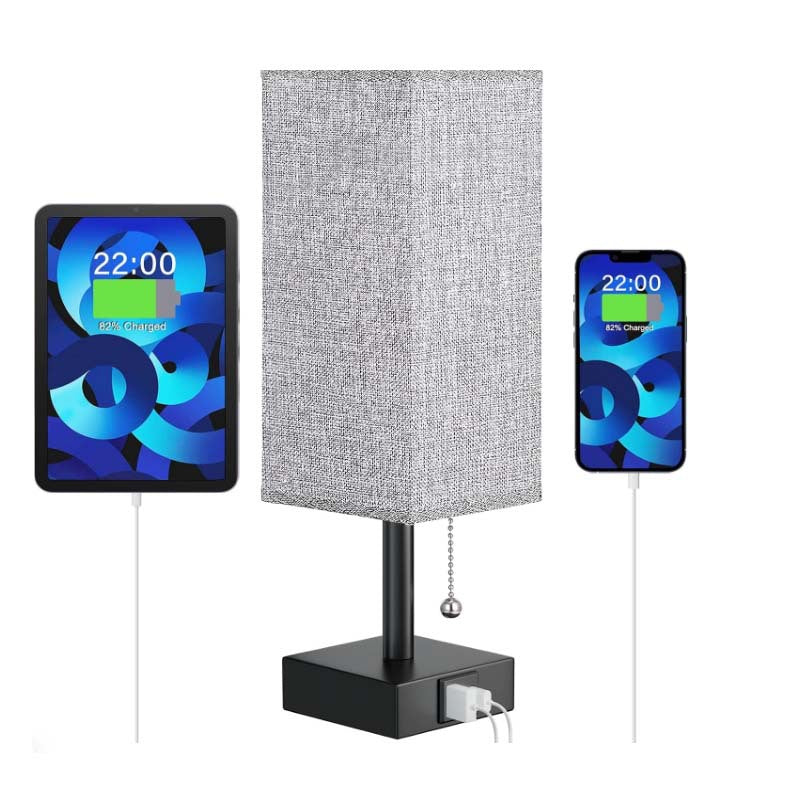 Linen 90 square desk lamp zipper switch three color temperature variable light A+C USB charging - Korvel