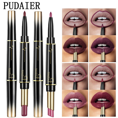 Matte Lipstick Wateproof Double Ended Long Lasting Lipsticks Brand Lip Makeup Cosmetics Nude Dark Red Lips Liner Pencil - Korvel