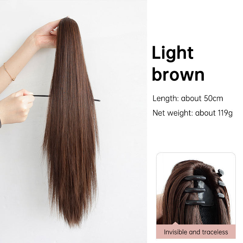 Grab clip ponytail wig female straight hair ponytail mini small grab clip ponytail long straight hair chemical fiber wig high ponytail - Korvel