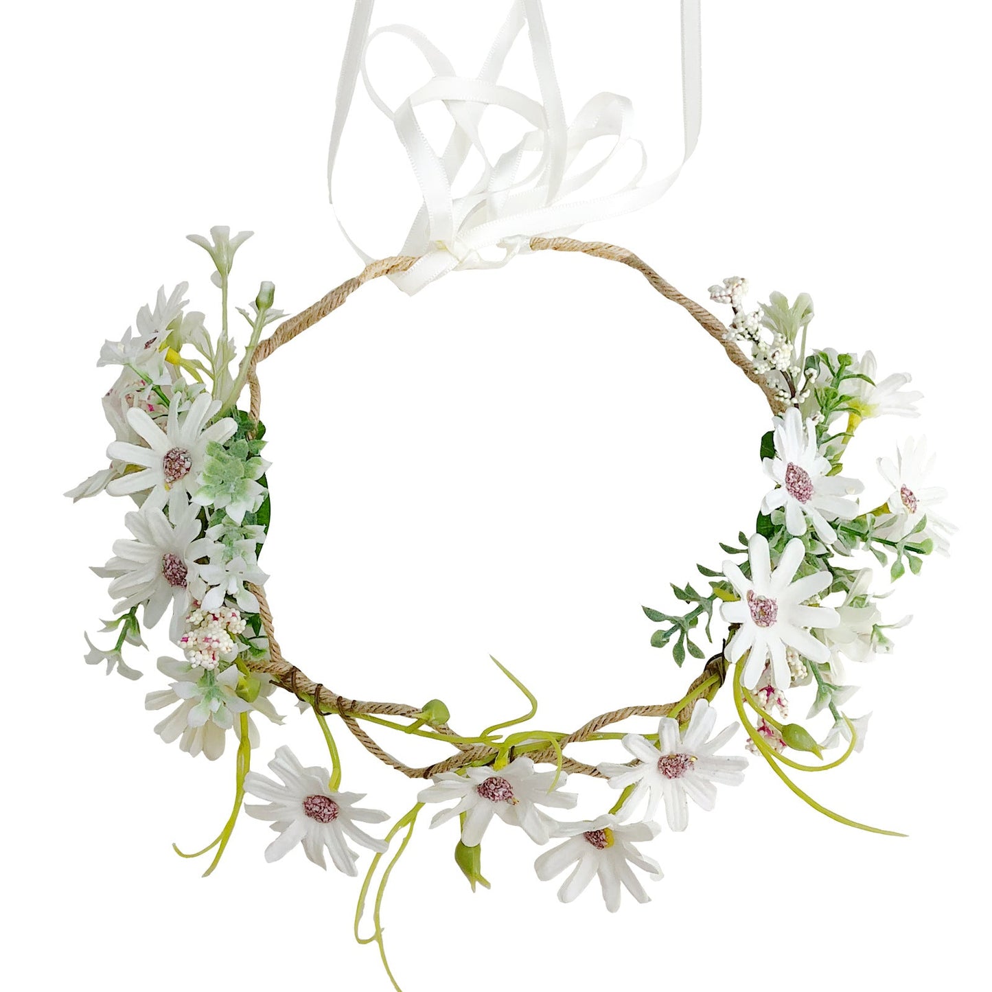 Fresh flower garland headwear hand woven fabric small daisy flower spring fairy outdoor hair accessory - Korvel