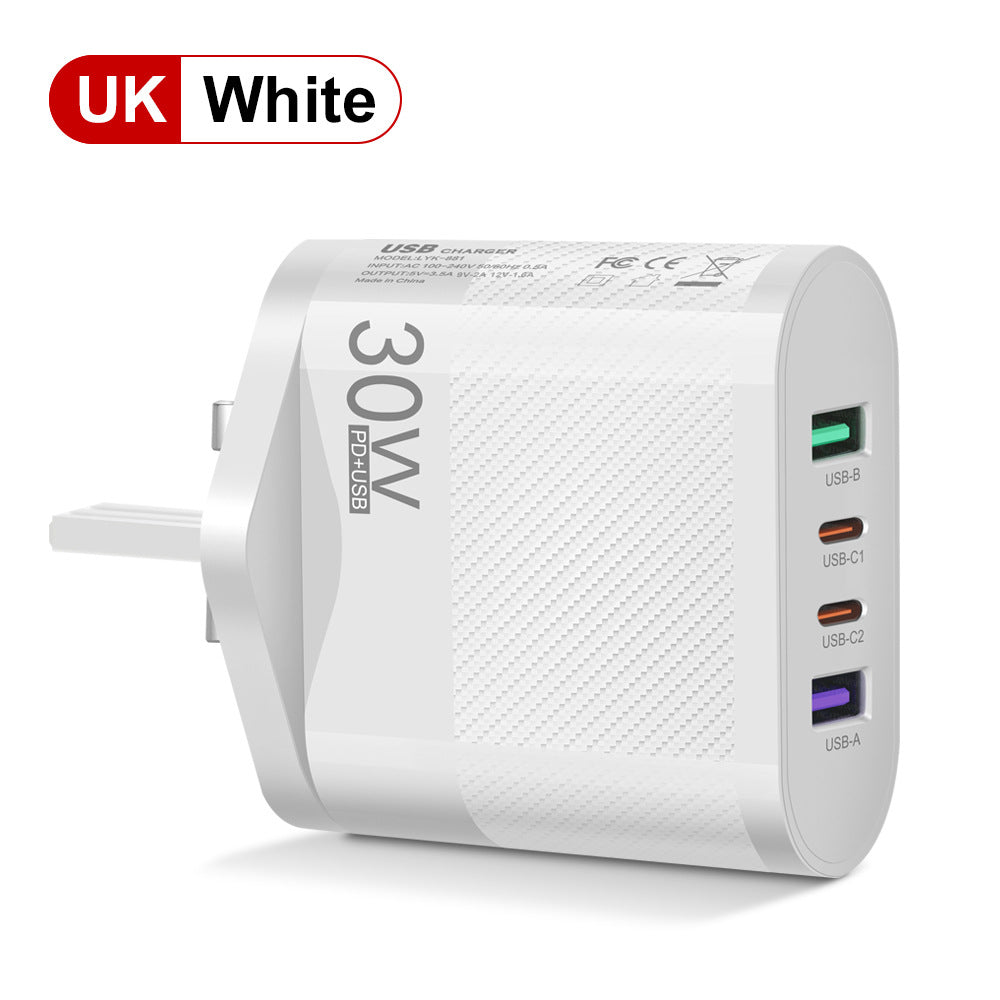 2USB Type-C 30W Mobile Phone Charger Multi Interface Travel Charging Head - Korvel
