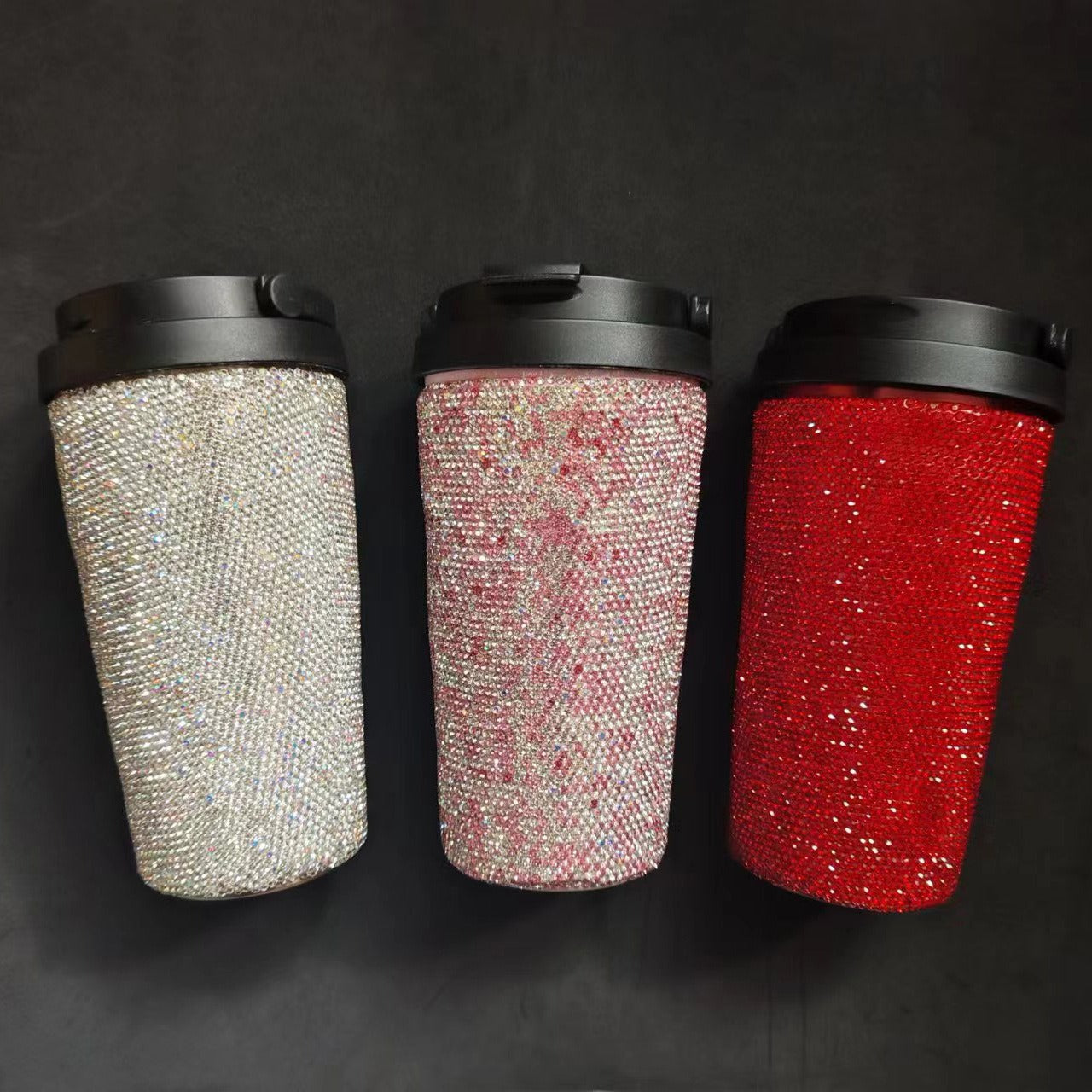 Diamond inlaid vacuum stainless steel coffee cup creative handle insulated cup vacuum portable car cup - Korvel
