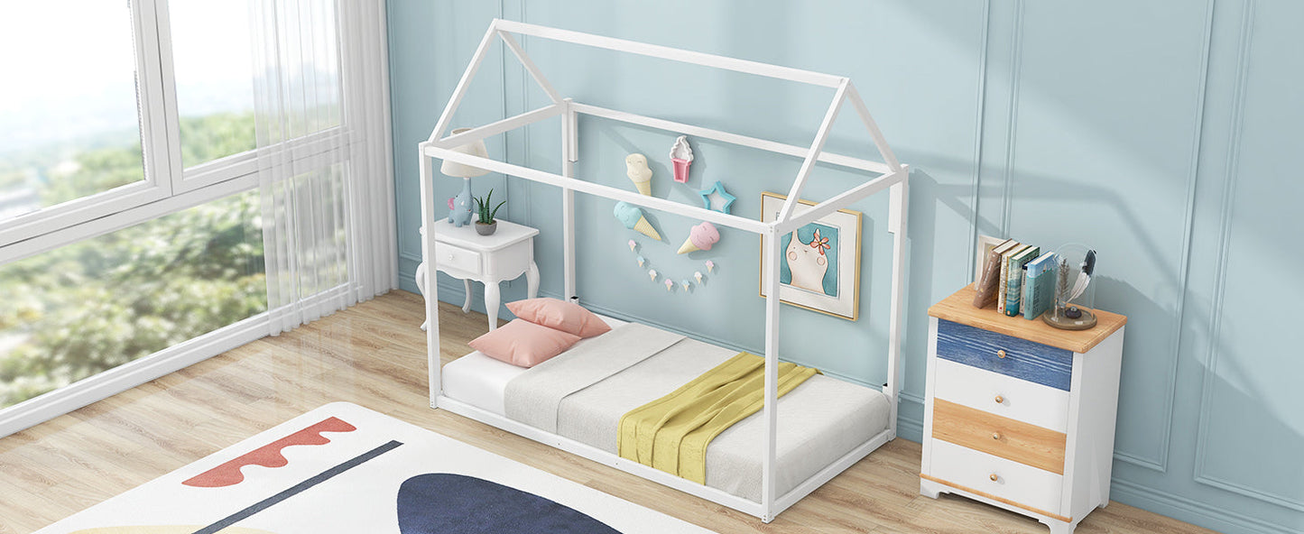 Metal House Shape Platform Bed - Twin