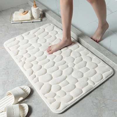 Cobblestone Embossed Bathroom Bath Mat Non-slip Carpets In Wash Basin Bathtub Side Floor Rug Shower Room Doormat Memory Foam Pad - Korvel