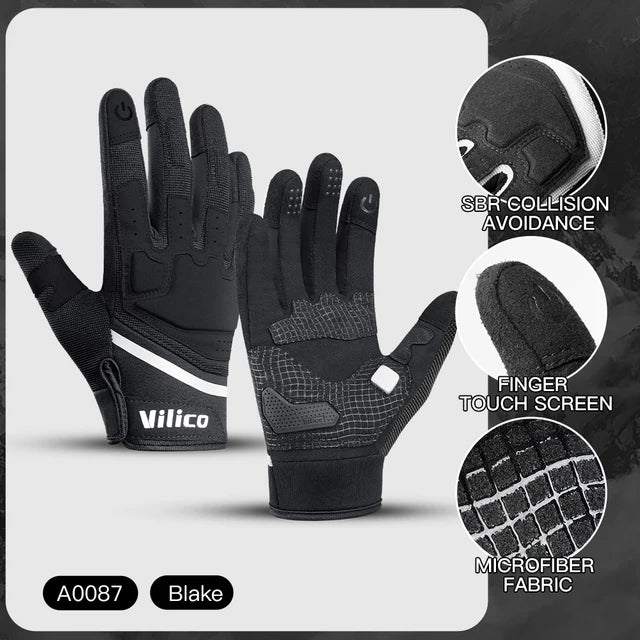 Outdoor sports warm anti slip wear-resistant shock-absorbing anti-collision touch screen road bike riding gloves - Korvel