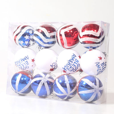 American Independence Day Christmas Plastic Balls Christmas Tree Decoration Hand drawn Ball Set - Korvel