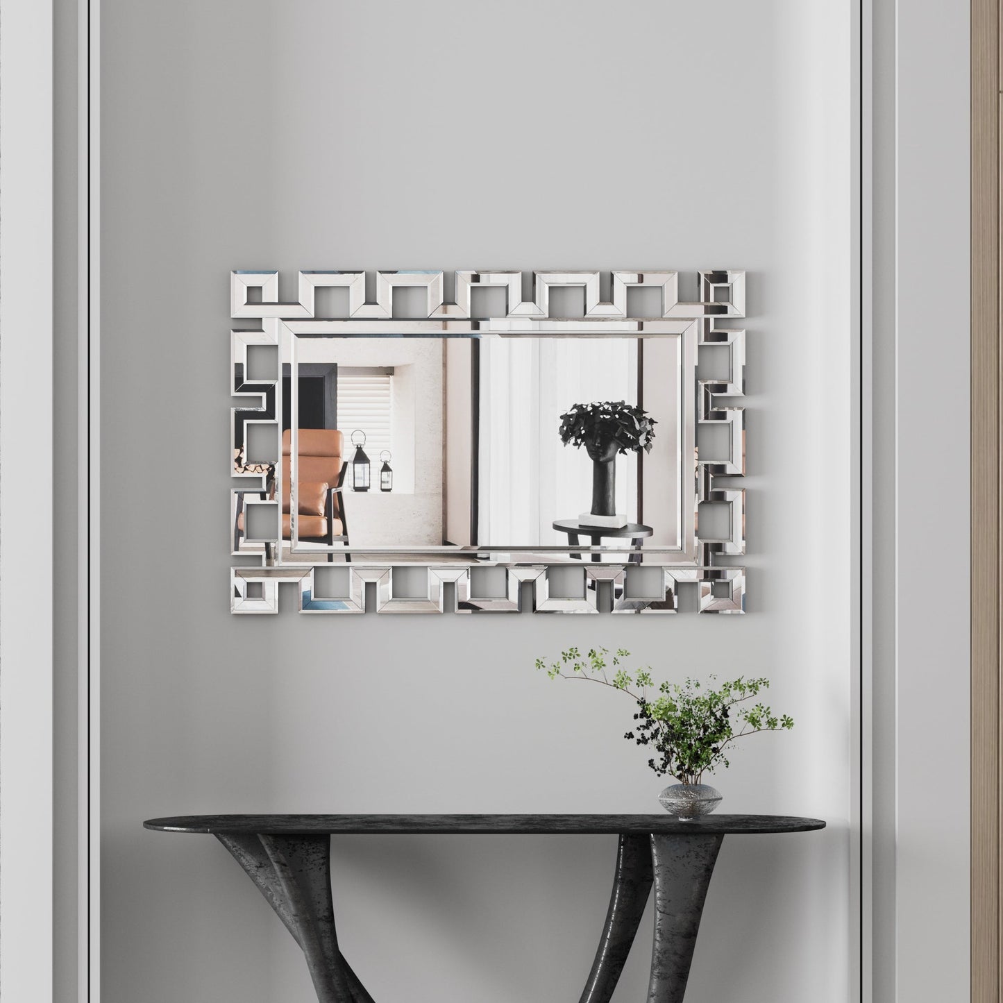 Large Wall-Mounted Silver Decorative Rectangular Wall Mirror for Home, Living Room, Bedroom, Entryway (clear HD mirror) - Korvel