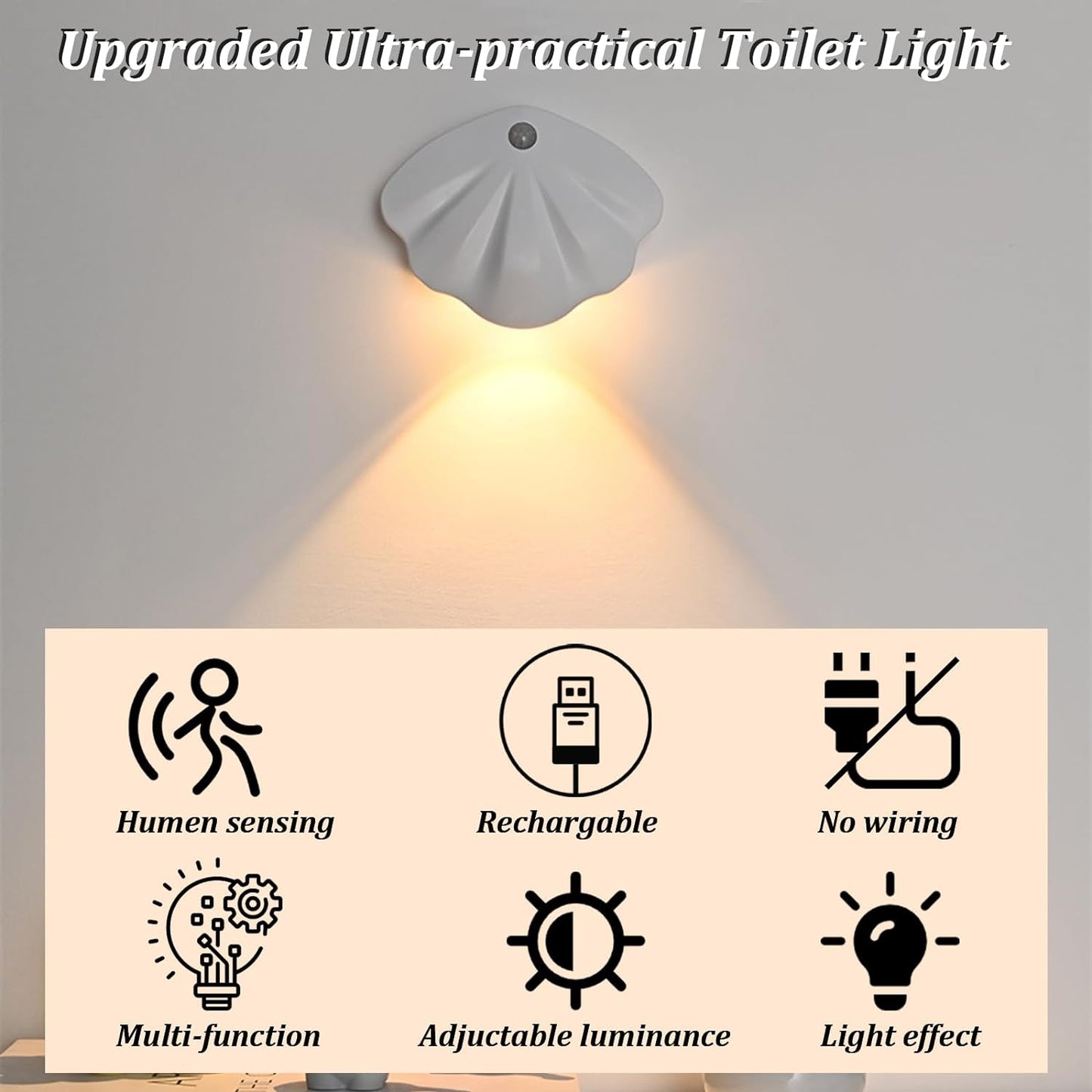 Rechargeable Toilet Light - Toilet Night Light with Motion Sensor for Toilet Stairs Hallway Cabinet - Korvel