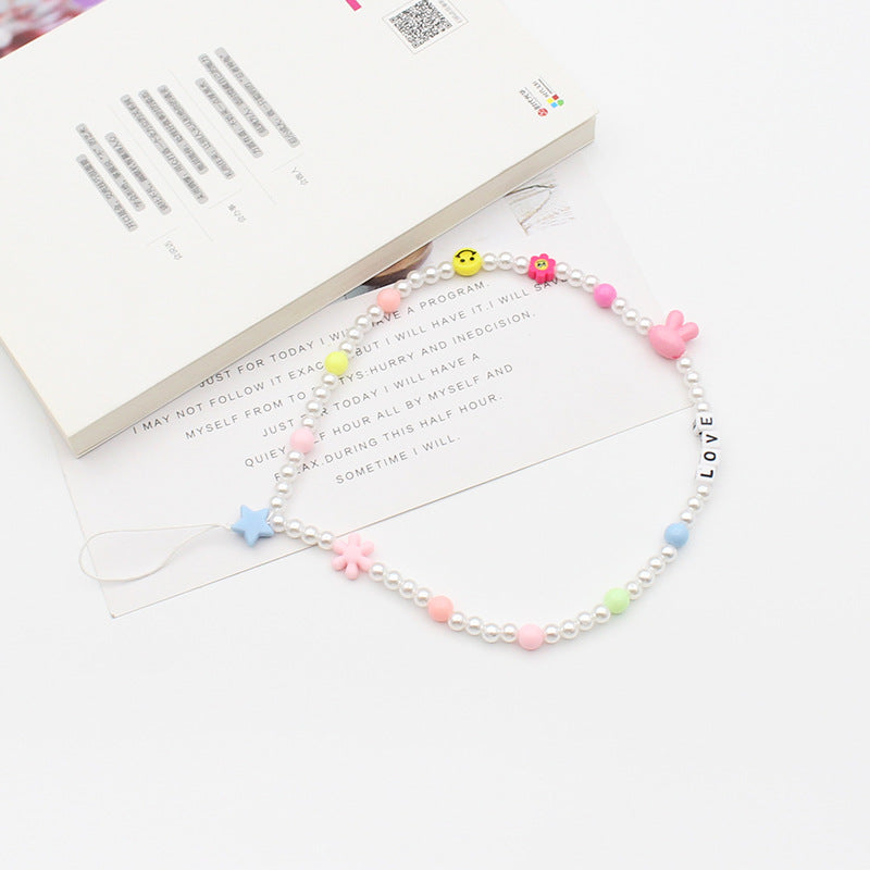 New Mixed Color Soft Pottery Pearl Mixed String Bohemian Simple Style Anti-Drop Function Mobile Phone Chain - Korvel