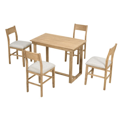 TOPMAX farmhouse countertop height 5-piece dining table set with 1 rectangular dining table and 4 brown dining chairs - Korvel