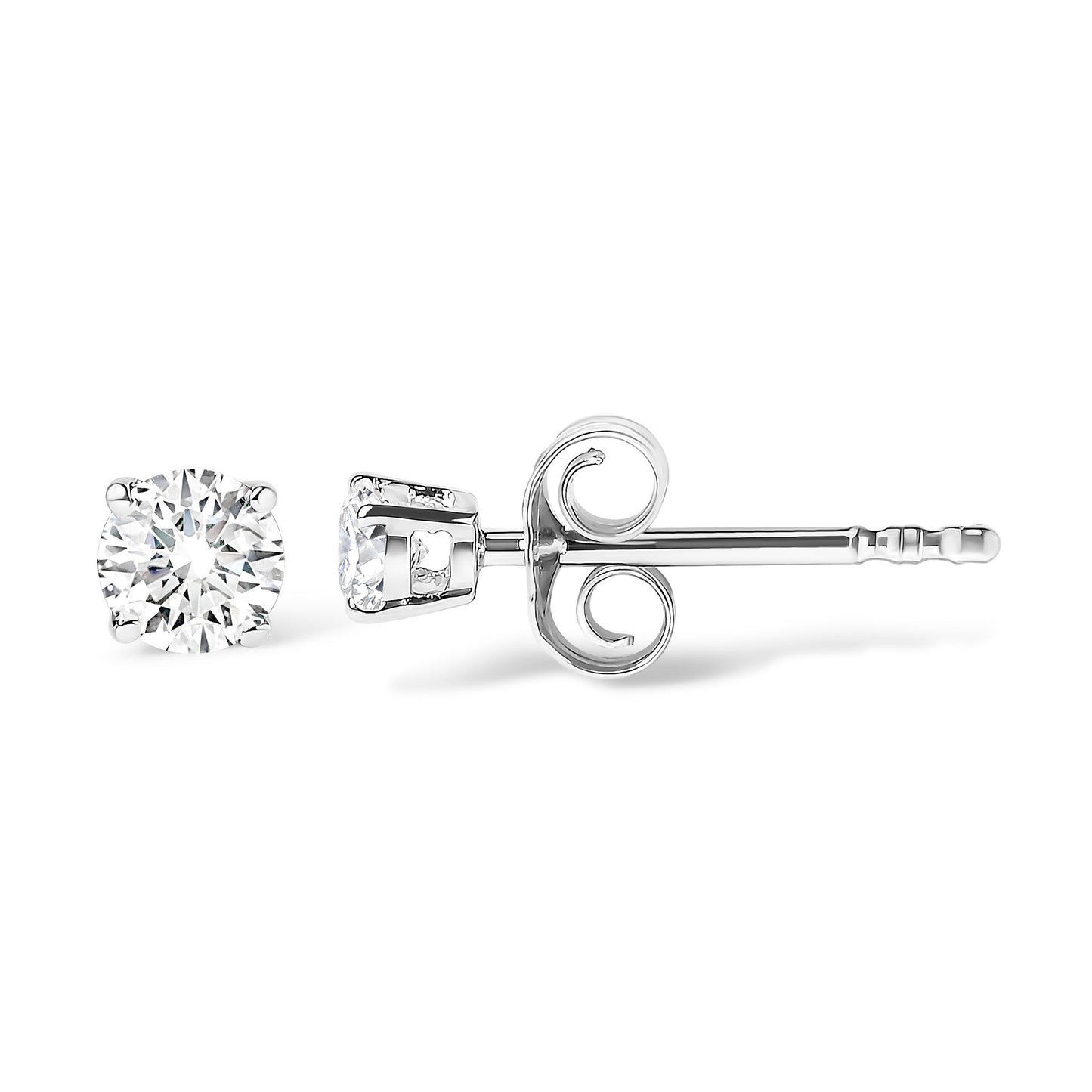 14K White Gold Diamond Solitaire Stud Earrings