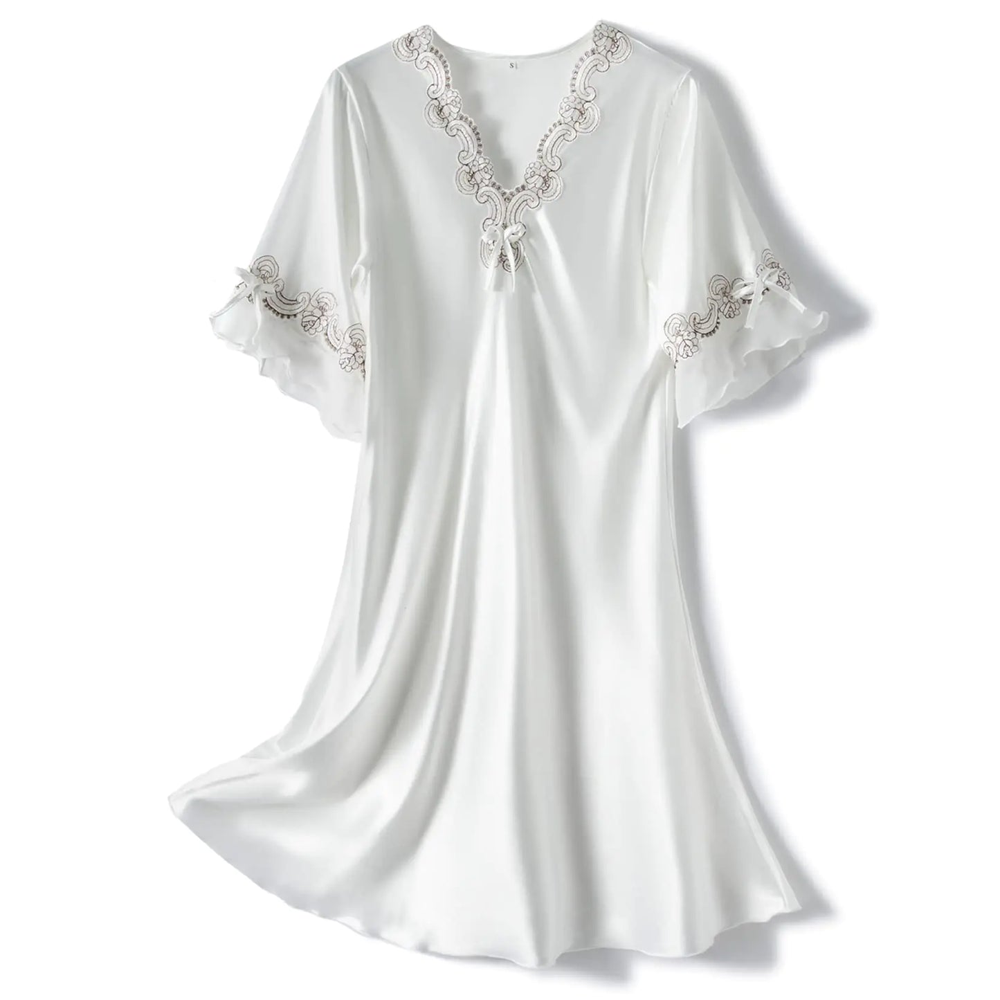 Nuisette en Satin pour Femmes Lus Chic avec Dentelle - Blanc XL