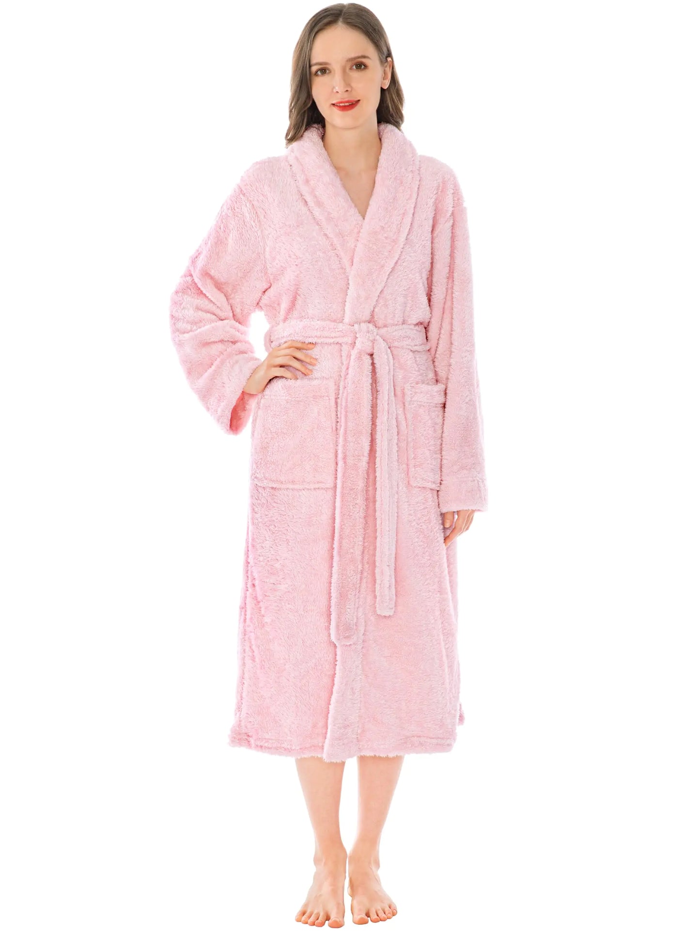 PAVILIA Bata de mujer de felpa premium - Rosa claro 2X-3X