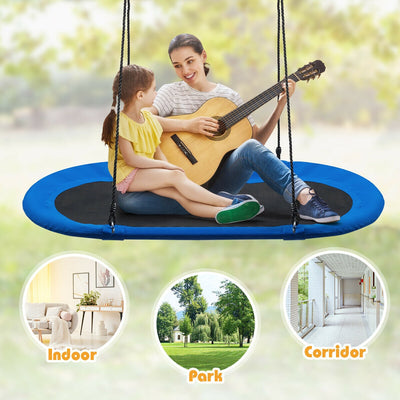 Columpio Ajustable en Forma de Platillo de 60 Pulgadas - Azul y Negro