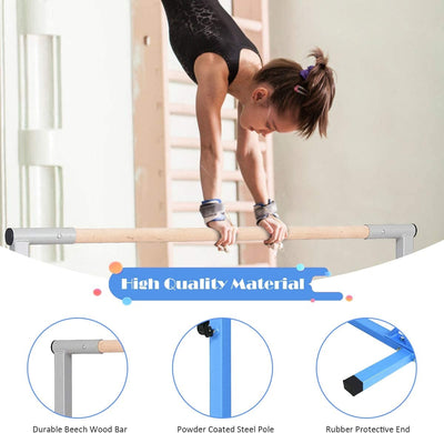 Adjustable Gymnastics Horizontal Bar for Kids - Blue
