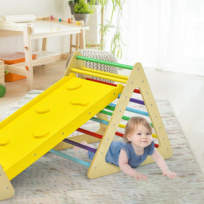 3-in-1 Wooden Triangle Climber Set with Ramp