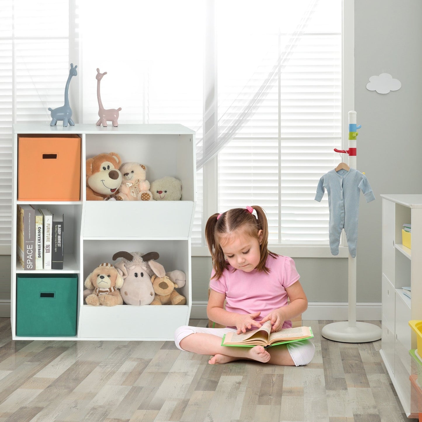 Multicolor Kids Toy Storage Cabinet Organizer