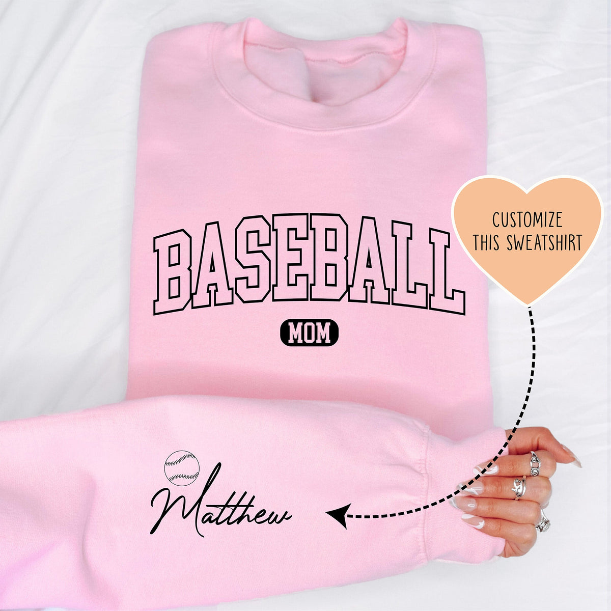 Sweatshirt personnalisable pour maman de baseball