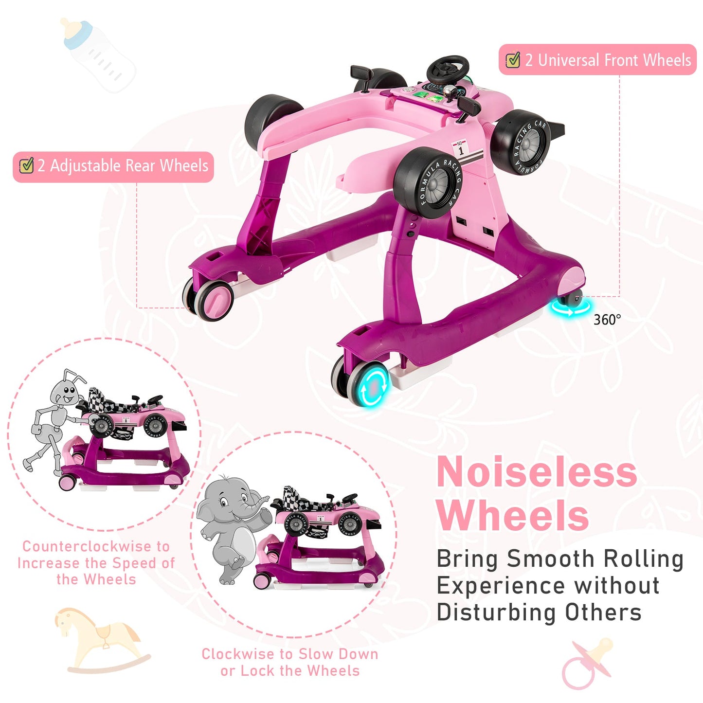 Andador Plegable de Actividad 4 en 1 - Púrpura