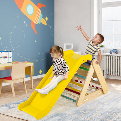 Juguete escalador triangular 4 en 1 con tabla deslizante y red de escalada - Multicolor