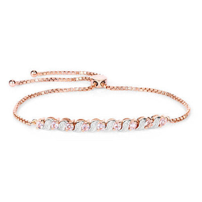 0.89 Carat Morganite & White Topaz Sterling Silver Bracelet