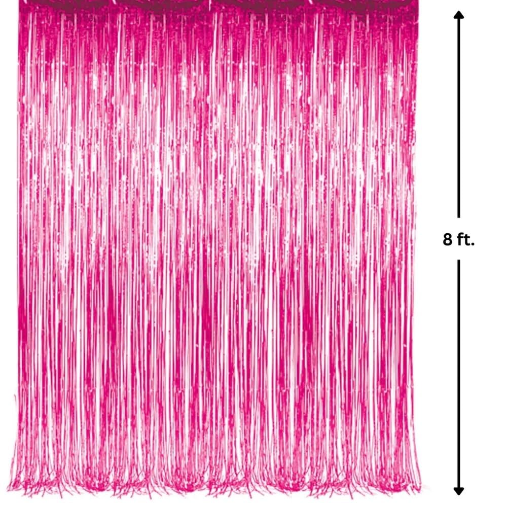 Rideau en Franges en Tinsel Rose - Décoration de Fête 3' x 8'