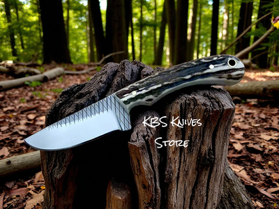 Premium Western Knife – 7.5" Full Tang Rasp Steel with Antler Handle & Leather Sheath - Korvel