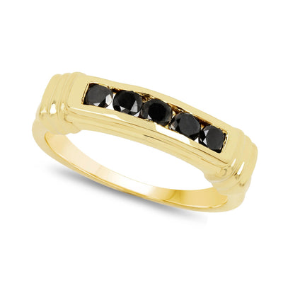 Bague de fiançailles en argent sterling avec diamant noir véritable de 0,50 carat