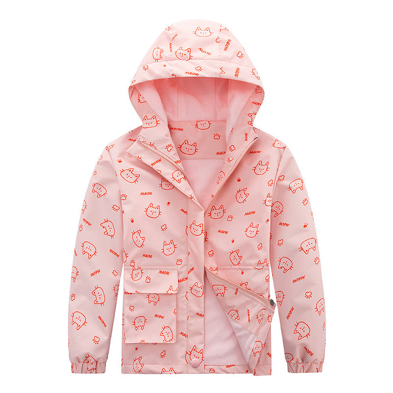 Kids' Windproof Waterproof Fleece-Lined Jacket