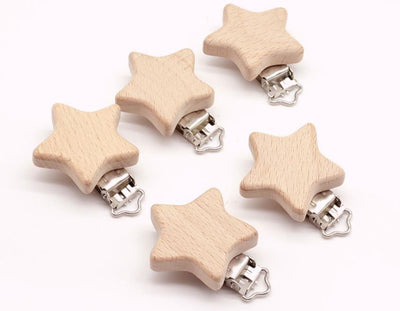 Premium Beech Wood Pacifier Clip - Cute Elephant & Heart Design