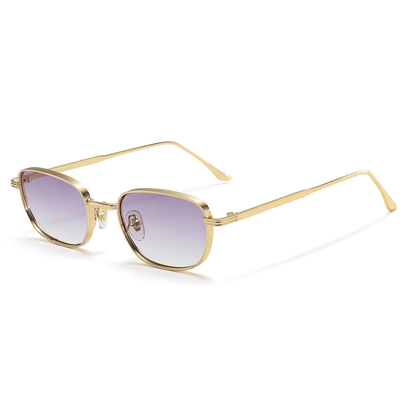 Lunettes de soleil carrées rétro en métal avec protection UV