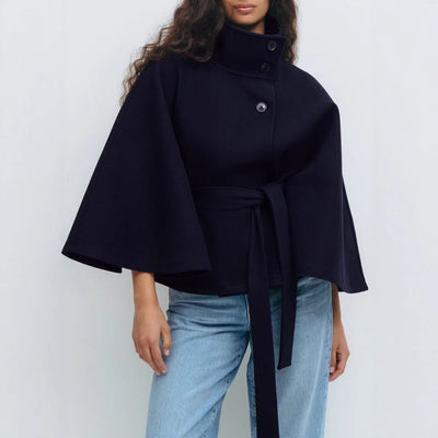 Elegant Winter High Neck Batwing Sleeve Trench Coat for Women