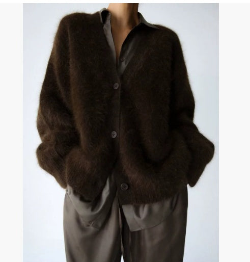 Loose V-neck Button Cardigan for Women - Stylish Knitted Sweater